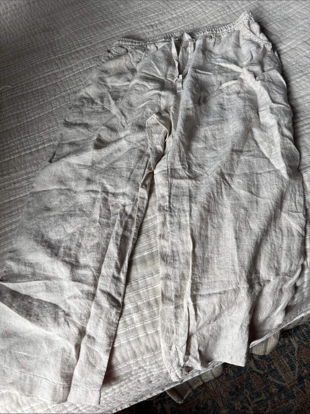 Banana Republic Wide-Leg Linen Blend Pants in cream